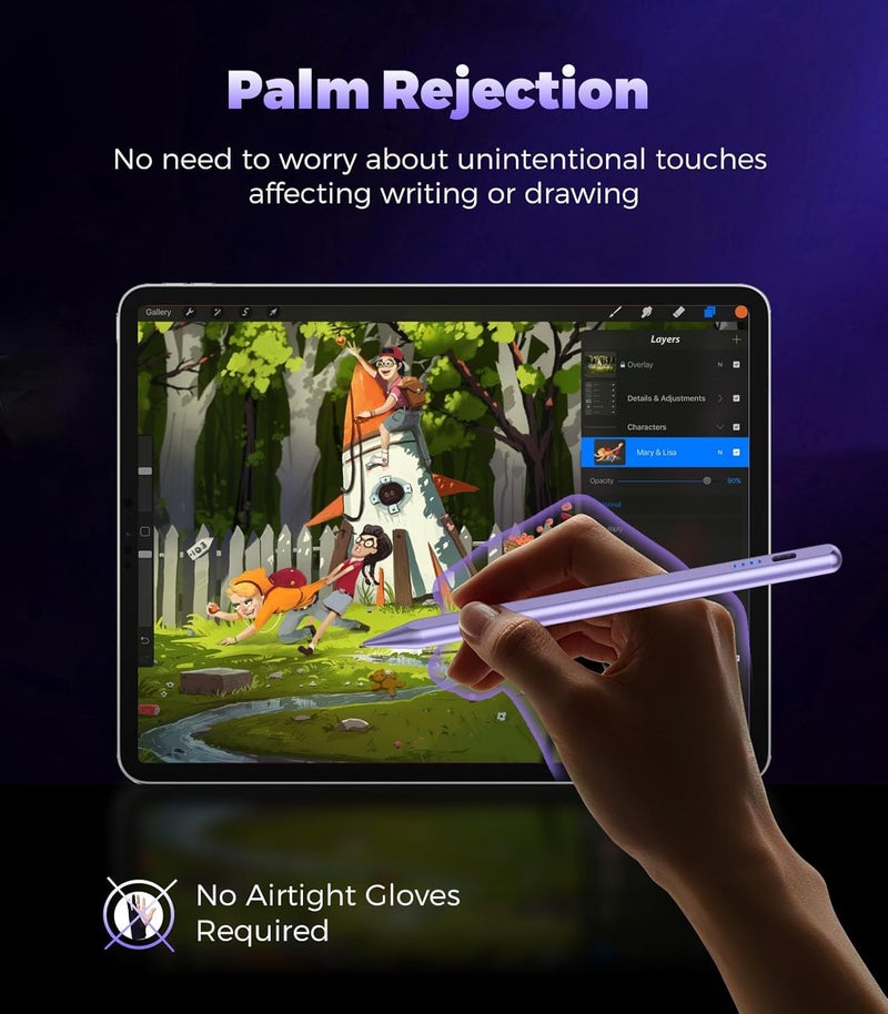 CMARS Stylus Pen for iPad(2018-2025), Pad Pencil 10th Generation with Palm Rejection & Tilt, Digital Pencil Compatible with Apple iPad 6/7/8/9/10/A16, Pro 11"/12.9"/13"/M4, Mini 5/6, Air 3/4/5/M2/M3 -Pueple - Image 5